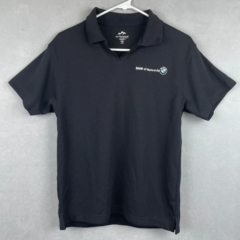 Tri-Mountain Performance Wmns Black BMW of Monrovia Polo Shirt Sporty Techwear S